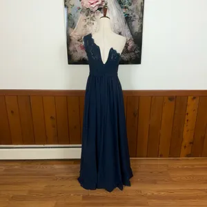 Pretty Azazie Demi Navy Chiffon Bridesmaid Gown thumbnail 5