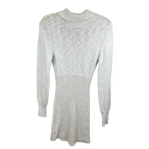 Free People Mont Blanc Mini Dress Cable‎ Knit Zip Quiet Luxury Bodycon M Oatmeal thumbnail 7