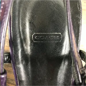 COACH VTG Italian Leather Slingback Pump Heels Sz 8 B Black/Plum Party Rare Y2K thumbnail 11