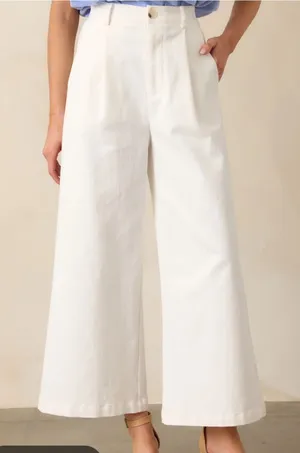 Final Touch Wide-Leg High-Waist Chinos in Off-White size small. thumbnail 1