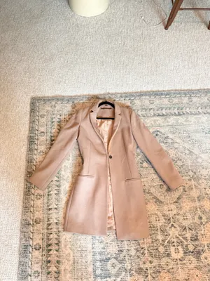 All saints leni wool cashmere blend nude tan single button long coat blazer 6 thumbnail 15