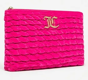 Juicy Couture Hot Pink Quilted Cosmetic Clutch Travel Bottle NWT thumbnail 1