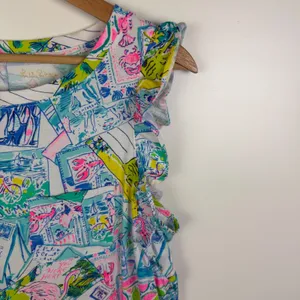 Lilly Pulitzer Laina Dress Large Wish You Were Here Multi Pop Up Preppy Colorful thumbnail 3