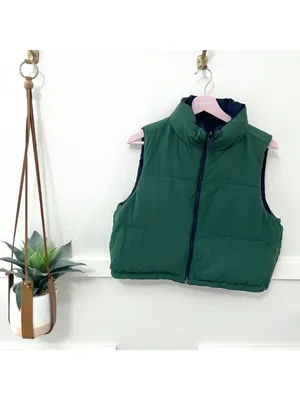 Hollister Reversible Puffer Jacket Navy Blue and Green Size M thumbnail 5