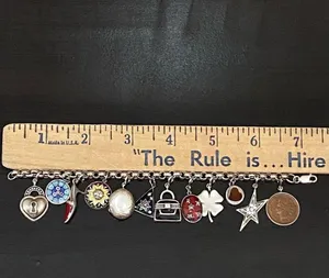 Sterling Silver Vintage 925 12 Charms Bracelet thumbnail 12
