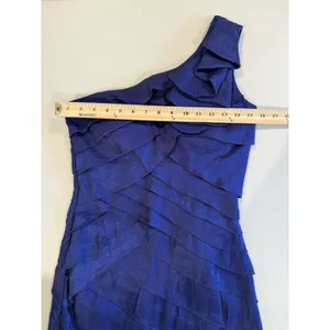 One Shoulder Dress XS Blue Ruffle Going Out Cocktail Y2K Party Minimal Hoco Prom thumbnail 4