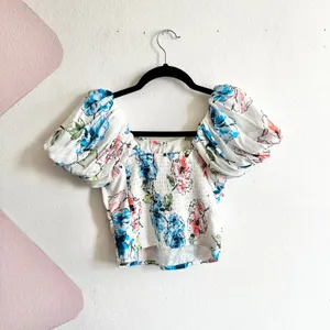 Abercrombie & Fitch‎ White Puff Sleeve Top Milkmaid Boho Renaissance XS thumbnail 2