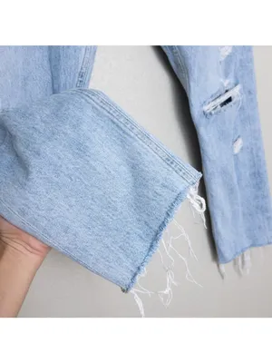 Agolde Jamie High Rise Classic Jean 27 Blue Distressed Button Fly Raw Hem Cotton thumbnail 4