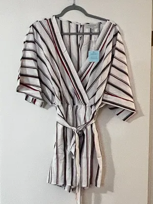 Hayden Multicolor Striped Romper thumbnail 1