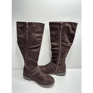 Wanted Brown Faux‎ Suede Slouch Knee High Studded Buckle Boots Size 5.5 thumbnail 5