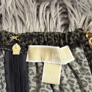 Michael Kors gold chain accent stretch slinky leopard animal print dress S thumbnail 5
