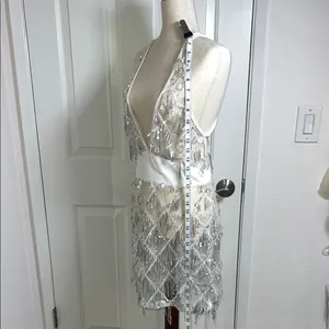 Silver Sequin Fringe‎ Dress Size M thumbnail 5