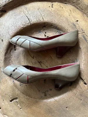 Vintage Evan Picone taupe peep toe women's pump heels retro made in Italy size 9 thumbnail 7