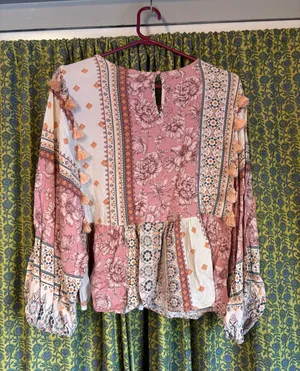 American Eagle Outfitters Boho Bubble Sleeve Blouse Size L thumbnail 4