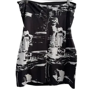 White‎ Fox Get Closer Black / White Graphic Print Mesh Mini Tube Dress Size XL thumbnail 4