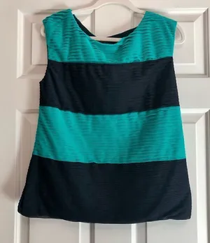 Ann Taylor Green Navy Dress Sleeveless Tank Medium thumbnail 1