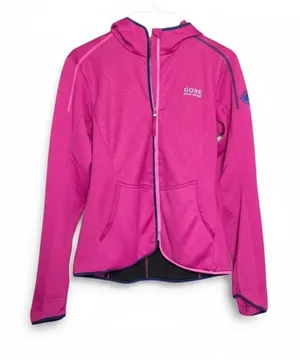 Women's Gore Bike Wear Pink & Black Hooded Cycling Jacket Size Lg thumbnail 1