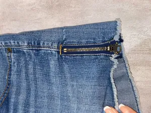 Gap 1969 Women's Blue Denim Jean Shorts with Frayed Hem Side Zippers Size 10 thumbnail 5