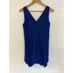 Amanda Uprichard Dress Womens XS Blue Sleeveless V Neck Handkerchief Hem Dress thumbnail 5