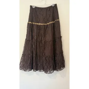 NWT Vintage 90s Y2k Lace Tiered Peasant Maxi Skirt Fairy Grunge Whimsigoth 2814 thumbnail 2