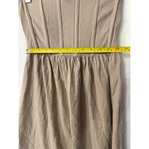 PrettyLittleThing Taupe Strapless Corset Maxi Dress US 2 Linen‎ Look Boho Tan thumbnail 5