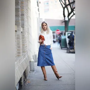 Allison Daley Plus Size Soft Light‎ Blue Denim Buttoned Skirt Size 18W thumbnail 15