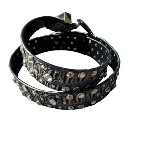 Source Unknown Western Croc‎ Embossed Studded Rhinestone Belt Black Silver Embossed Buckle thumbnail 2