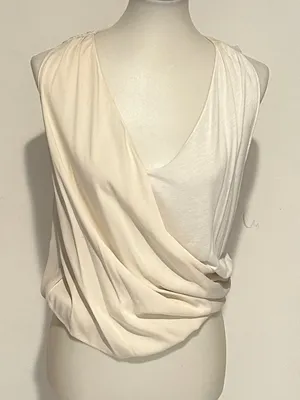 Ivory‎ Cream/White Drape Cascade Women Blouse. No Size Tag.Small thumbnail 1