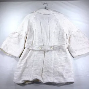 AB Studio Womens Jacket White Tweed Parisian Bell Sleeve Belted Peacoat Size 12‎ thumbnail 10
