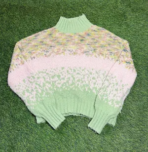Aerie Pastel Fair Isle Mock Neck oversized Sweater Size S Womens thumbnail 1