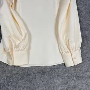 J.Crew Size-M Womens Ivory Satin Split Neck Long Sleeve Blouse Top Office thumbnail 9