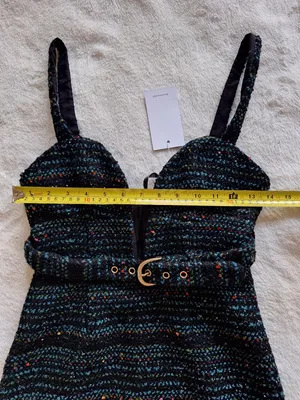 NWT Lovers and Friends Luz Tweed Mini Dress XS Black Blue Multi Belted Revolve thumbnail 11