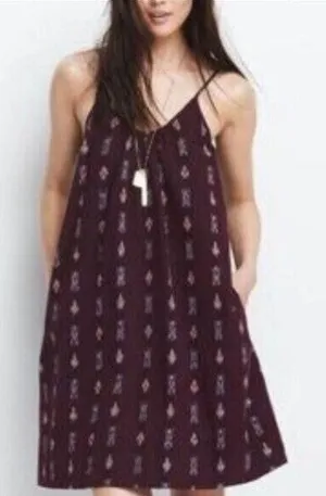 Madewell Sundress XXS Backyard Spaghetti Straps Pockets Boho Casual Maroon A4963 thumbnail 1