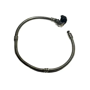 Pandora Oxidized Gunmetal Gray Classic Barrel Clasp Snake Chain Charm Bracelet thumbnail 4