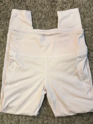 Mono B Blush Pink High Rise Leggings Size Large Zipper Pockets thumbnail 1