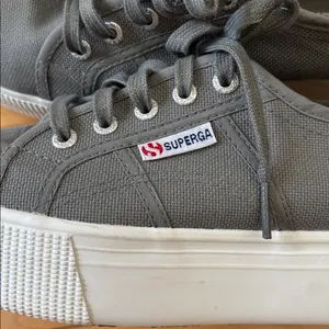 Superga Gray Canvas Platform Sneakers thumbnail 3