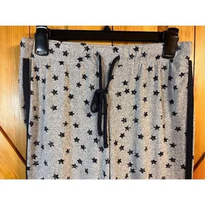 Lucky Brand Pajama Pants Womens XS Gray Blue Stars Elastic Waist Drawstring (220 thumbnail 2