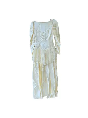 Vintage 50s Wedding Dress Ivory Lace Satin thumbnail 8