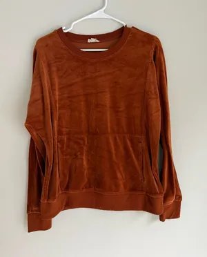 Jane and Delancey Rust Velvet Crewneck Sweatshirt thumbnail 1