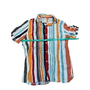 Zara Bright multicolored striped relaxed‎ fit womens button up blouse sz M thumbnail 5