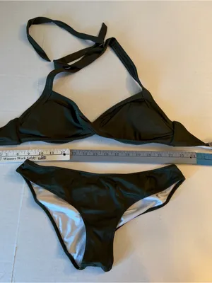 PINK Victoria's Secret Black Triangle Bikini Set size M/L thumbnail 7