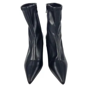 Abound Black Pointed Toe‎ Kitten Heel Sock Ankle Boots Faux Leather Size 8M thumbnail 4