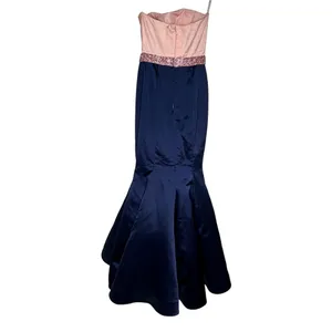 Sherri Hill Pink, Navy Empire Waist Strapless Mermaid Full Length Formal Gown 0 thumbnail 16