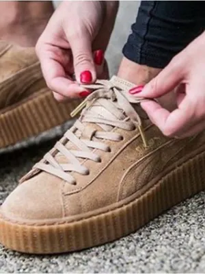 Puma Fenty by Rihanna Platform Suede Creeper with Gold Logo Womens Sz 7 Leather thumbnail 3