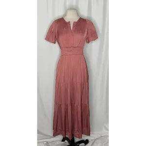 ANTHROPOLOGIE Somerset Satin Maxi Dress Rose Pink Mauve X-Small Petite XSP thumbnail 2