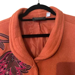Bob Mackie VTG Burnt Orange Fleece Embroidered Jacket Coat SZ 2X lLned Pockets thumbnail 2