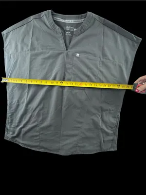 Fabletics Gray V-Neck Medical Scrub Top thumbnail 2