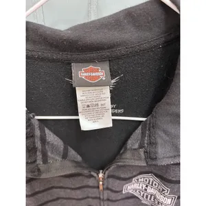 Harley Davidson Womens‎ Vest Full Zip Black Gray Stripe Logo Casual Size L thumbnail 2