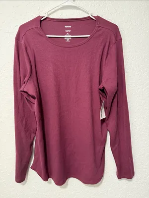 NWT Sonoma Ribbed Scoop-Neck Tee in Plum Size XL thumbnail 1