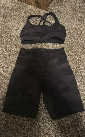 Black Camo Lulu Bra & Biker Short Set thumbnail 1